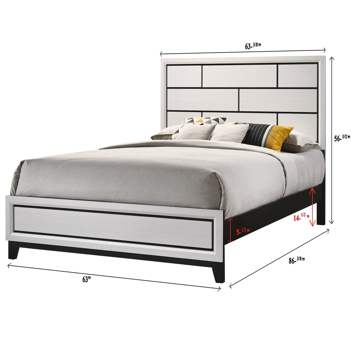 Bed | Contemporary Geometric Headboard | Low Profile Frame
