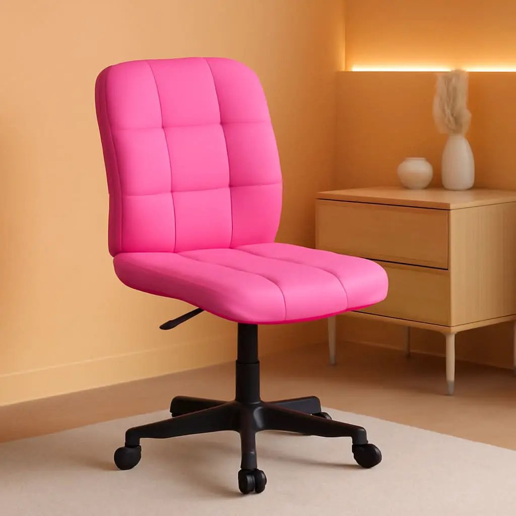 Clayton Pink Quilted Vinyl Mid-Back Swivel Office Chair from PriceLows™