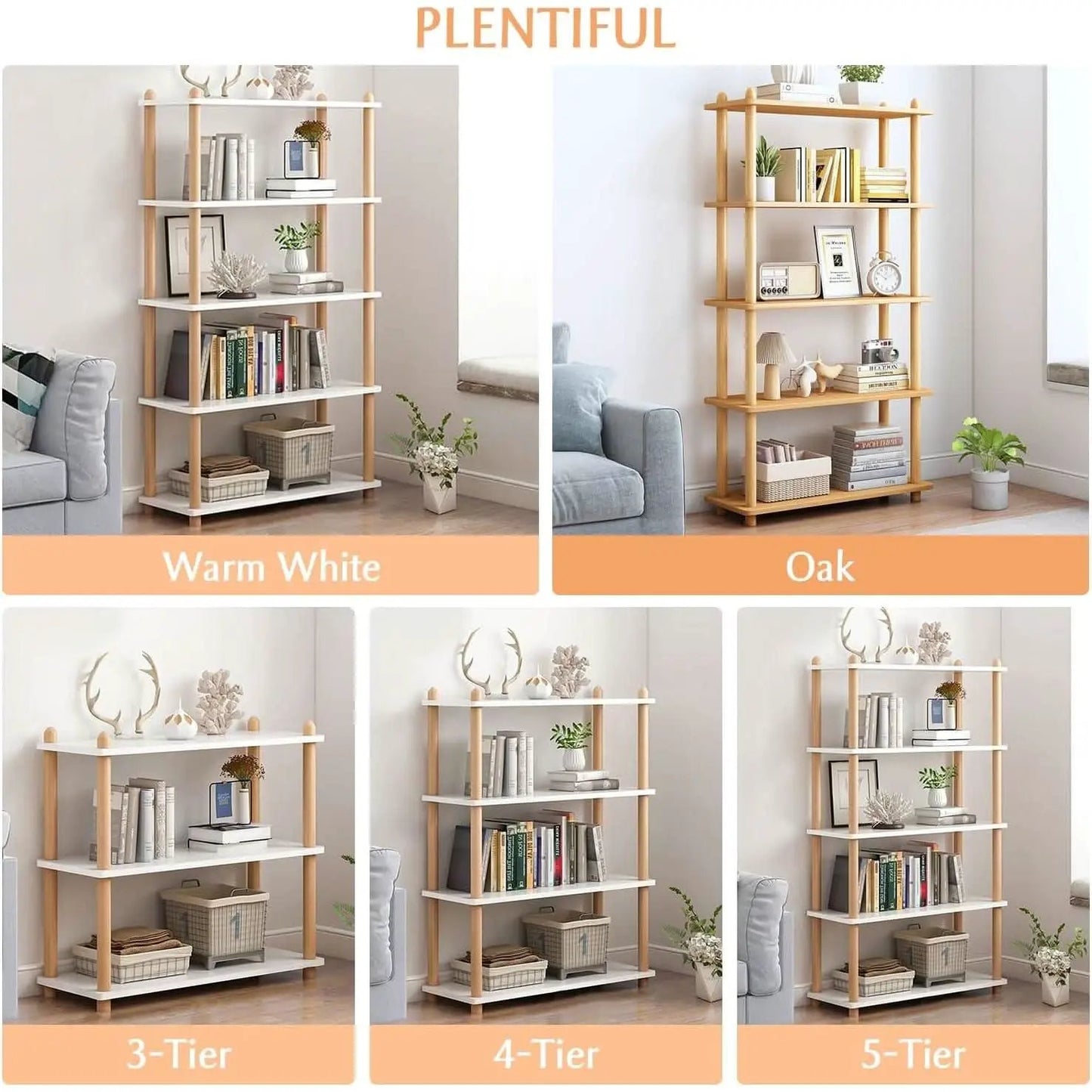 Three Tier White Bookcase Free Standing Display Rack from PriceLows™