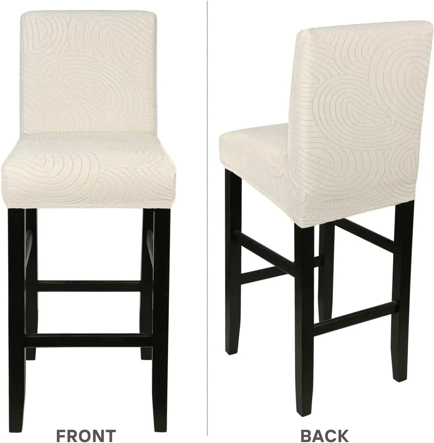 Water Repellent Bar Stool Covers Set Of 4 Beige Ripple Jacquard from PriceLows™