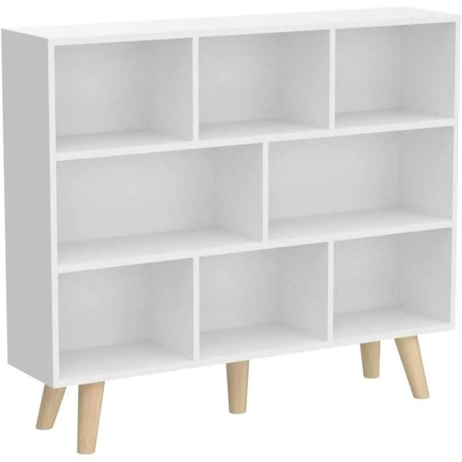 Wooden Open Shelf Bookcase 3 Tier Floor Standing Warm White from PriceLows™