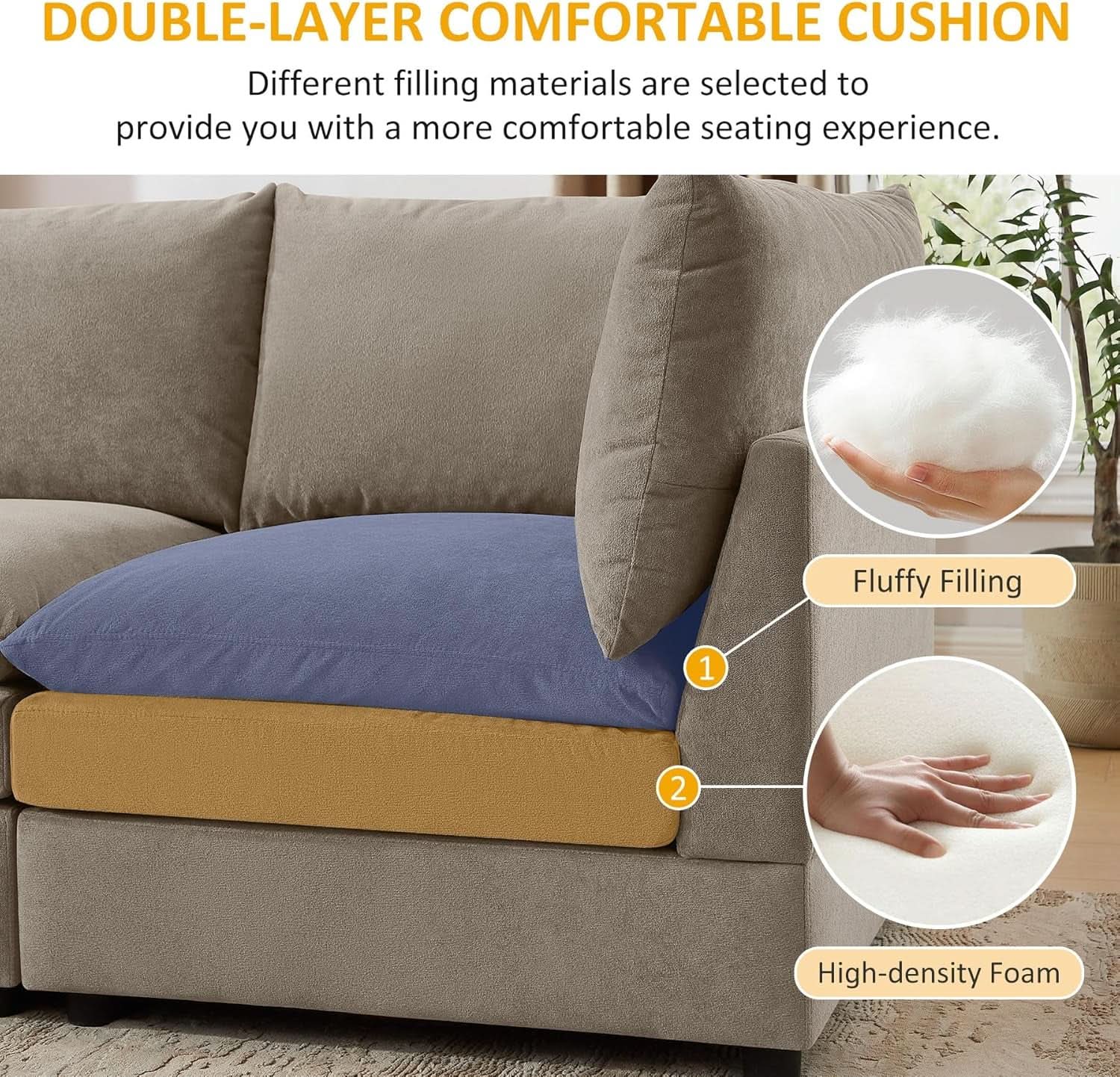 127 Inch Taupe Contemporary Modular Sectional Sofa from PriceLows™
