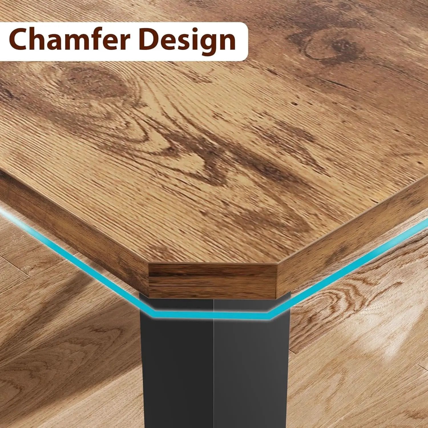 Industrial Wood Dining Table 78.7 Inches Long Brown Finish from PriceLows™