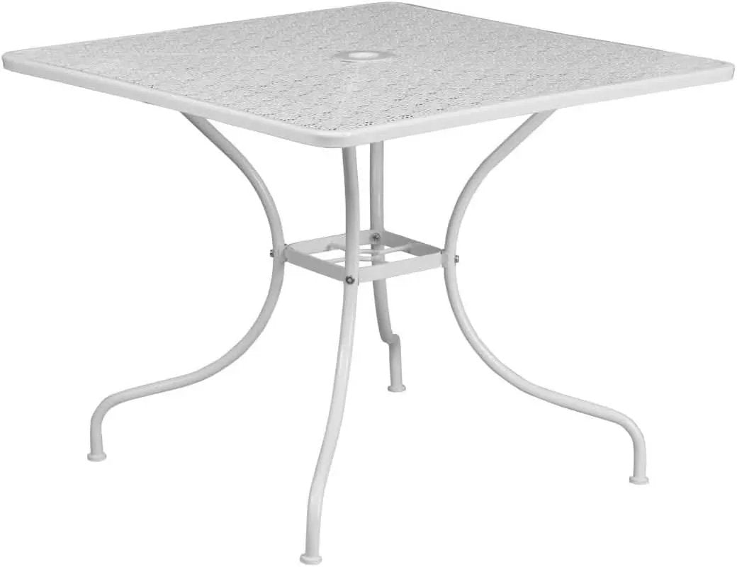 35.5 Square White Outdoor Patio Table Set With 4 Chairs from PriceLows™