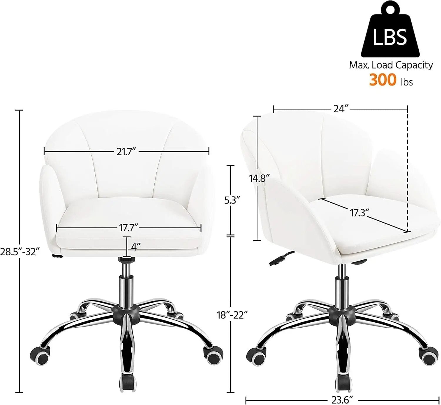 White Petal Desk Chair Faux Leather Swivel Office Chair from PriceLows™