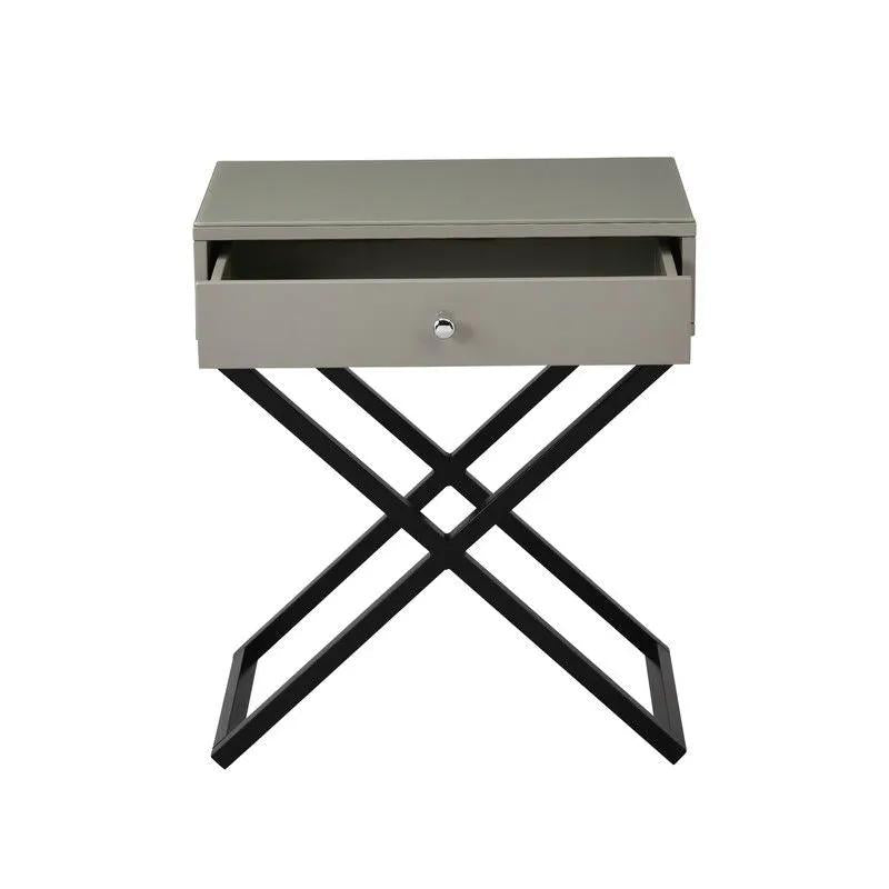 Koda End Side Table | Nightstand With Drawer | Cross Base | 26.5 Inch Height