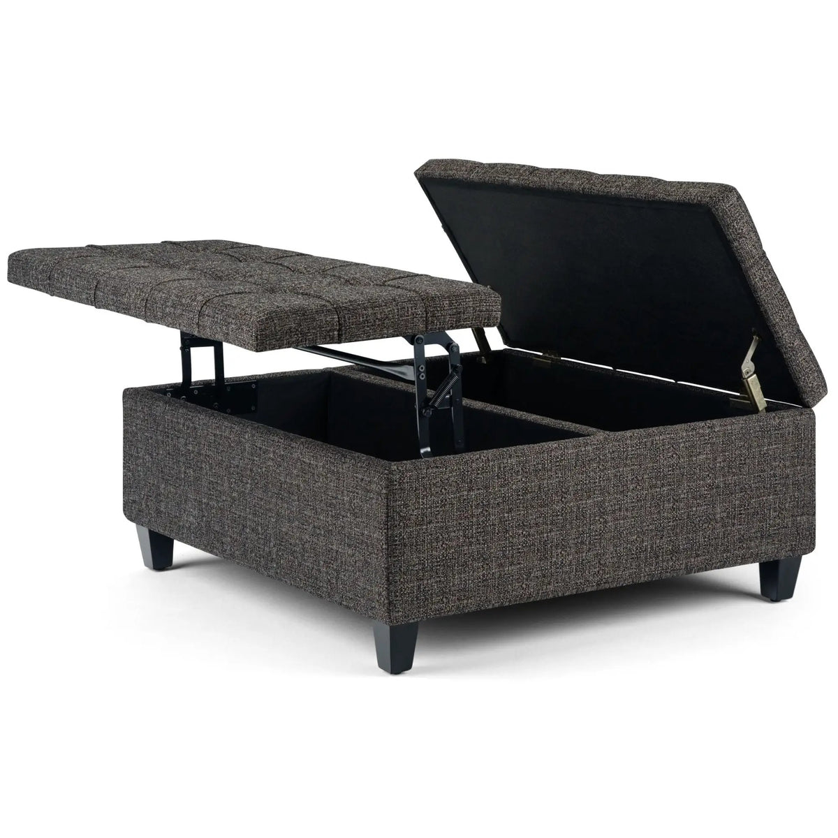 Coffee Table Storage Ottoman | Lift Top Hinge | Solid Wood Base | Large Square