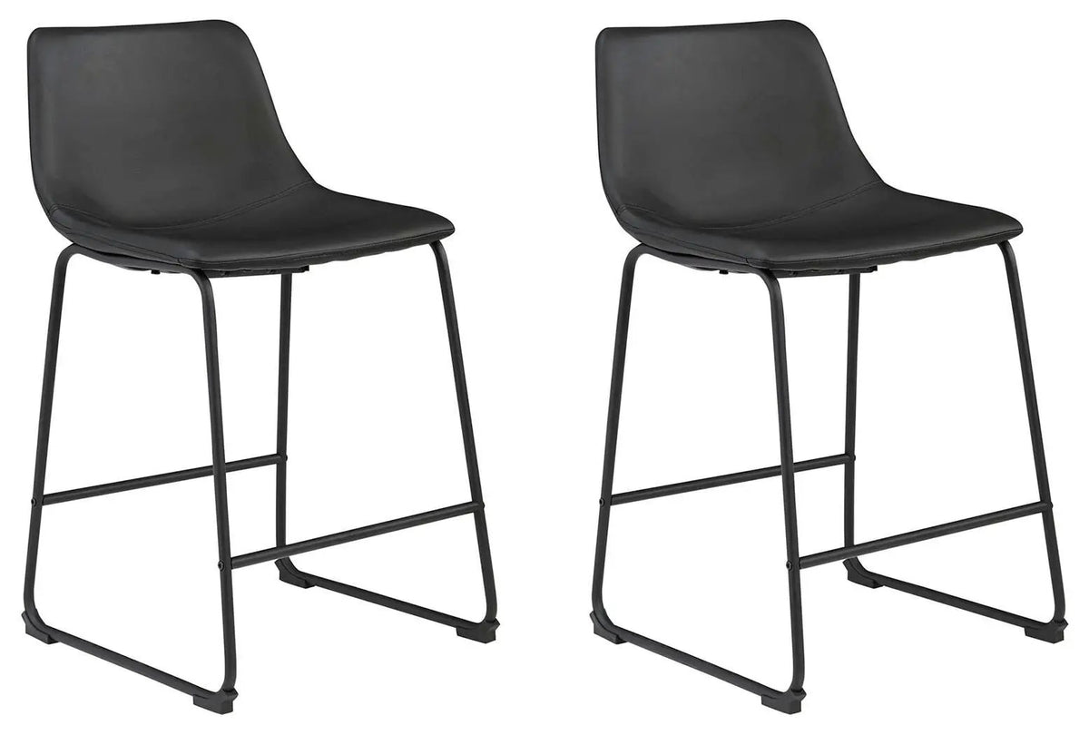Centiar Upholstered Barstool | Set Of 2 | Contoured Bucket Seat | Tubular Metal Base