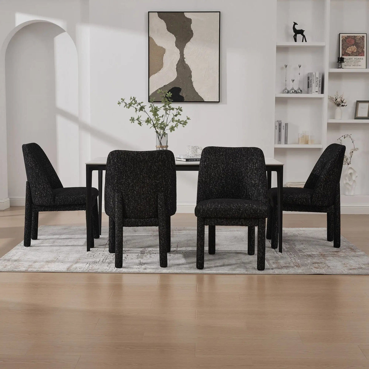 Wide Minimalist Dining Chair Chair Set | Chair Set | Rubberwood & Fabric | Dining Room