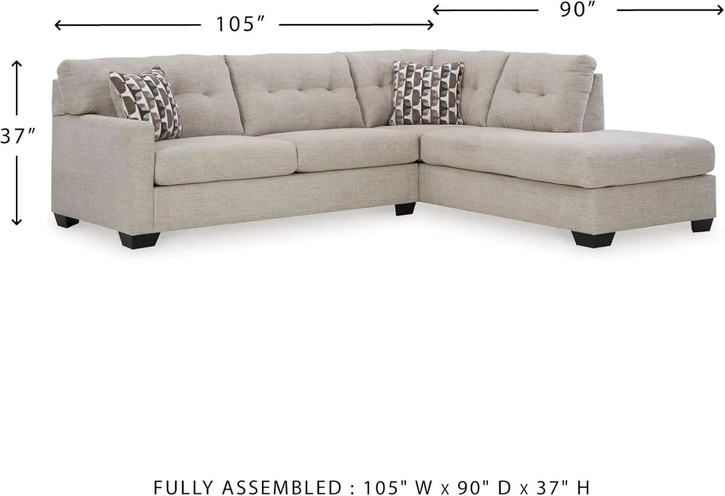 Beige Sleeper Sectional Featuring Chaise Memory Foam from PriceLows™