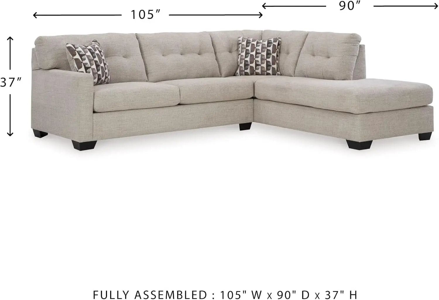 Beige Sleeper Sectional Featuring Chaise Memory Foam from PriceLows™