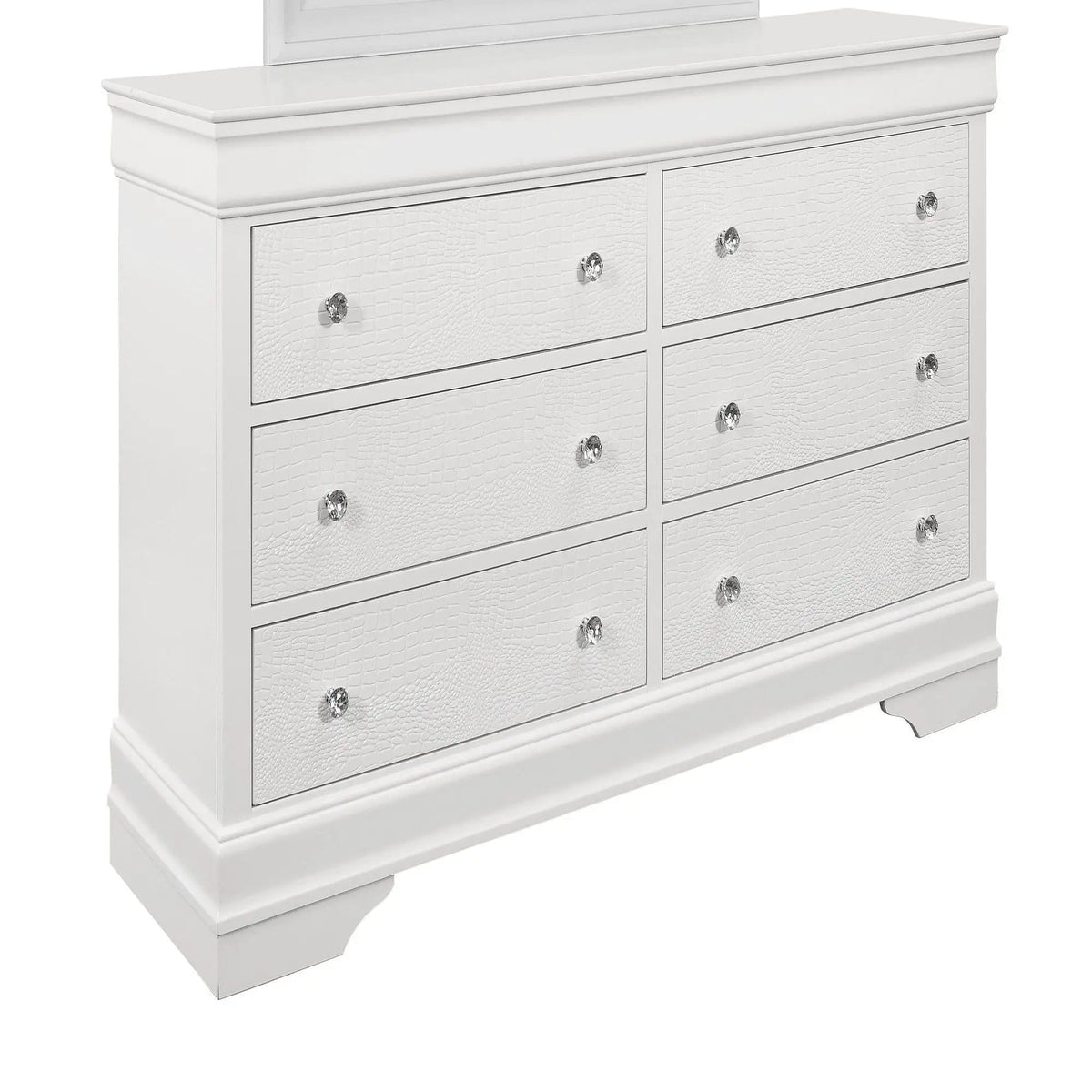 Shaker Crocodile Metallic Dresser | 2 Pieces | Solid Wood & Crystal | Bedroom