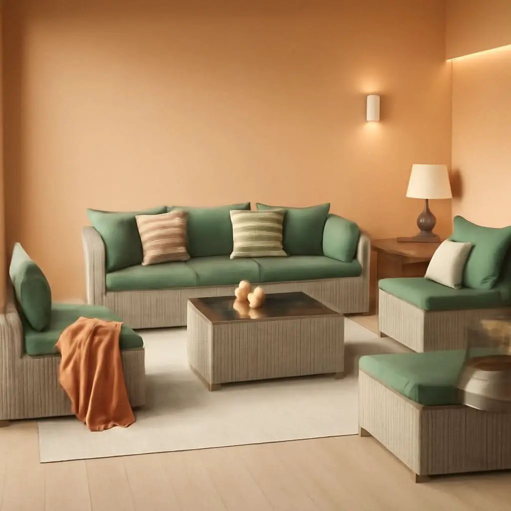 Patio 7 Piece PE Wicker Sectional Sofa Set Table Green from PriceLows™