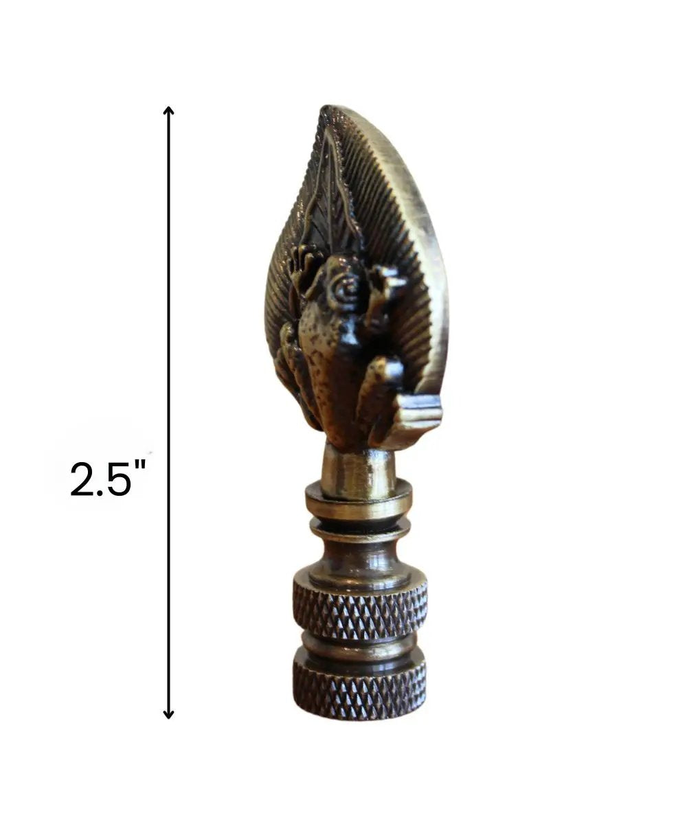 Lamp Finial | Frog On Lily Pad | Antique Brass | 2.4 Inch