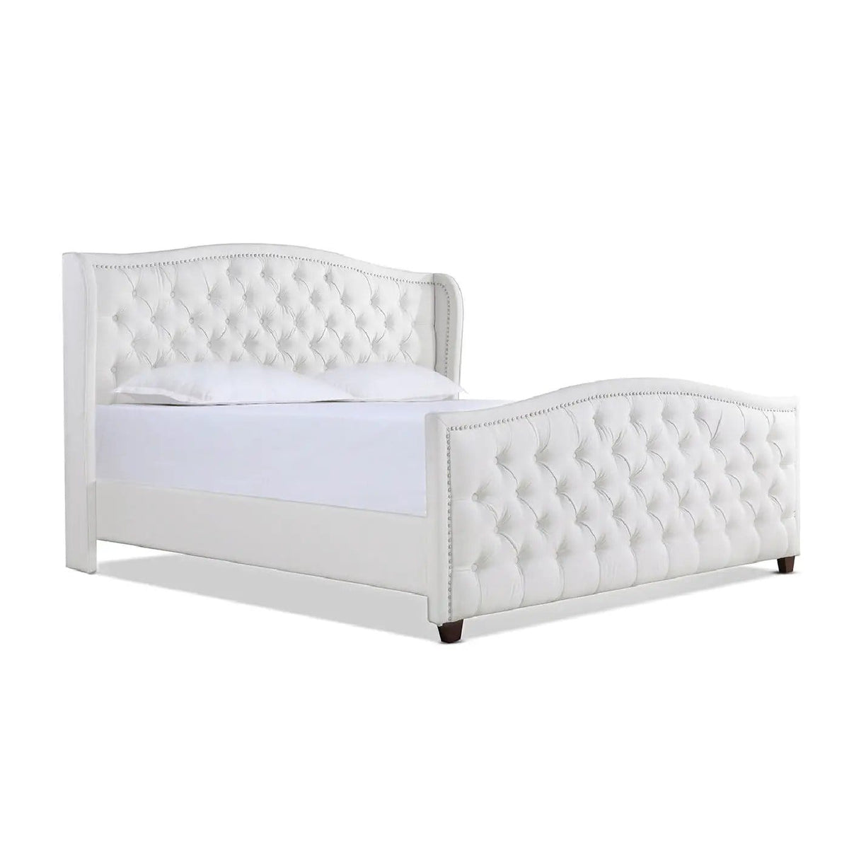 Marcella Upholstered Shelter Headboard Bed | 5 Pieces | Fabric & Iron | Bedroom