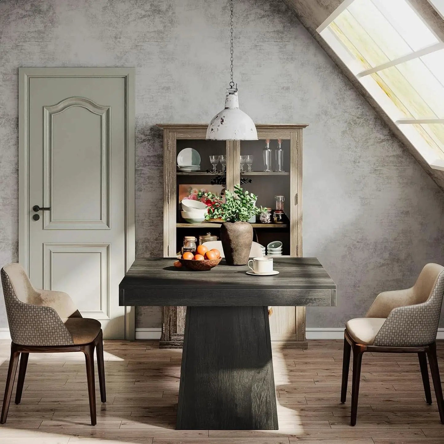 Gray Square Dining Table 31.5 Inch Waterproof Top Seats 4 from PriceLows™