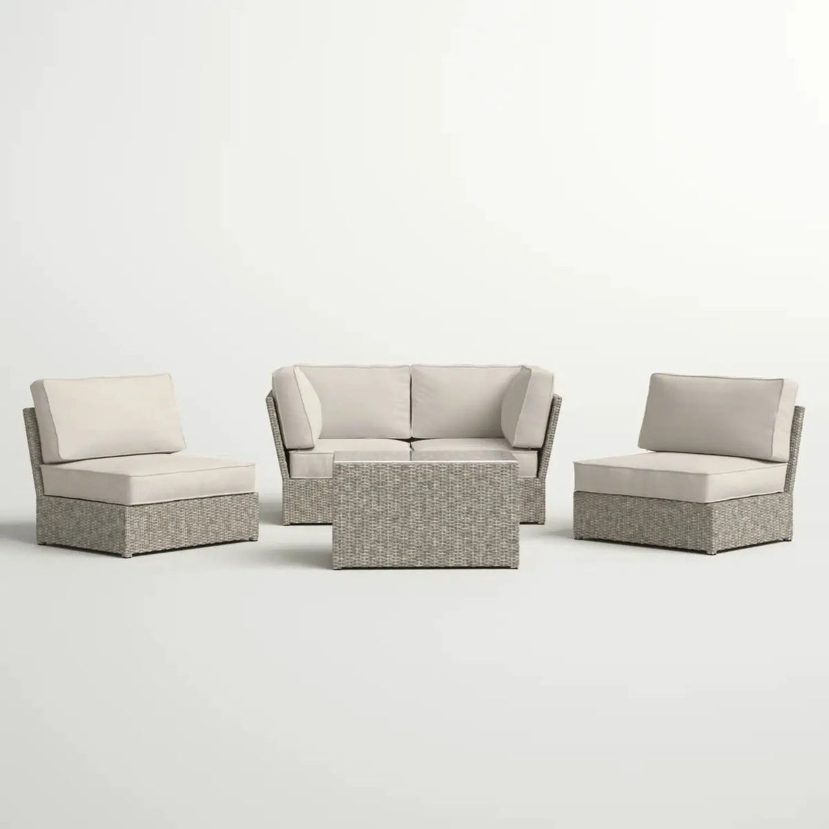 Modular Wicker Patio Seating Group | HDPE Wicker | Rustproof Aluminum Frame | 10 Thick Cushions