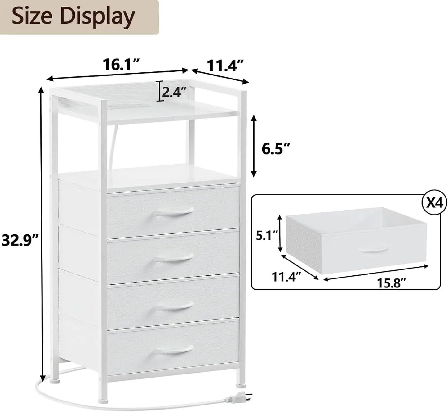 White Nightstand With Charging Station And RGB LED Lighting from PriceLows™