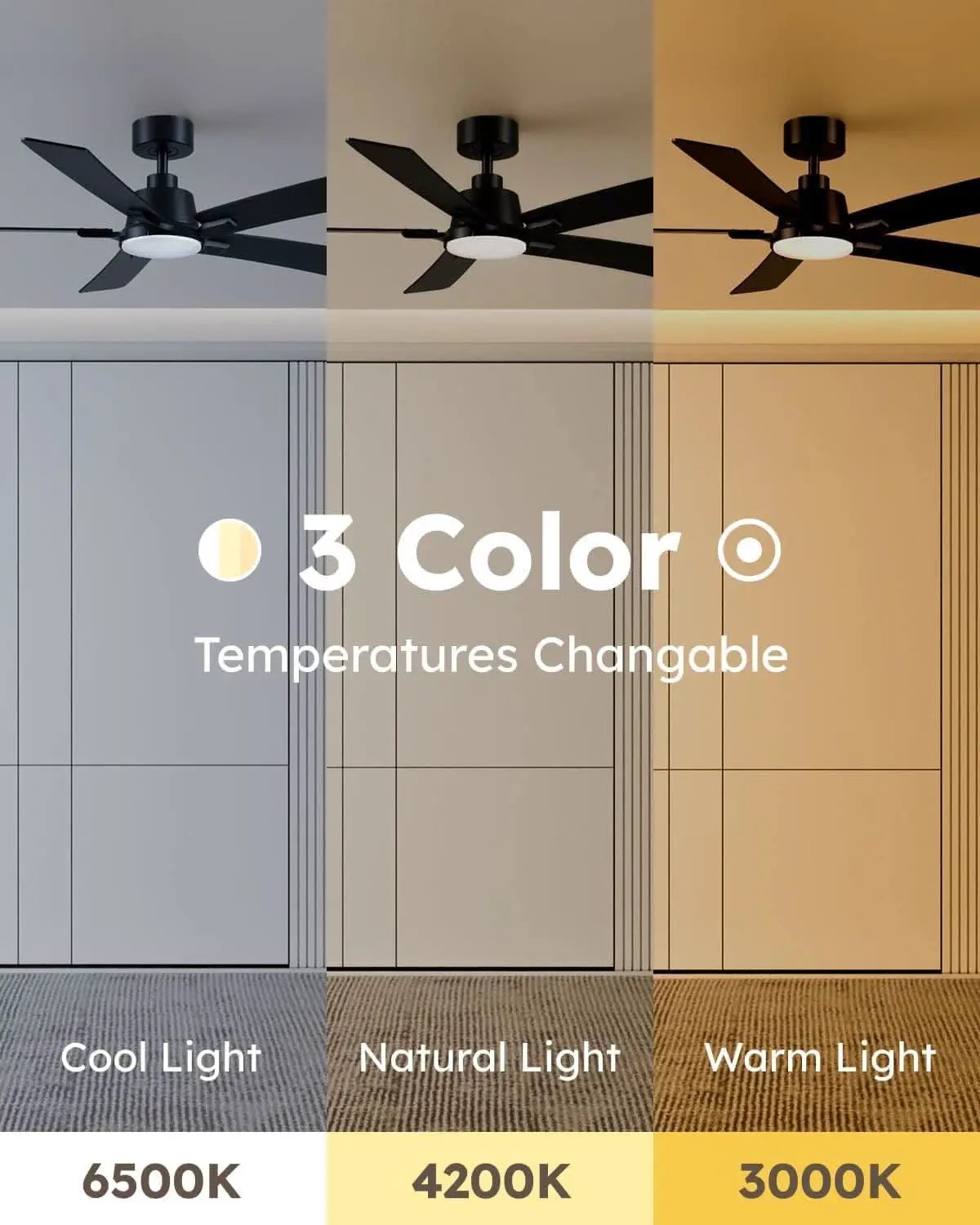 52 Inch Ceiling Fan With Lights Remote Black 5 Blade from PriceLows™