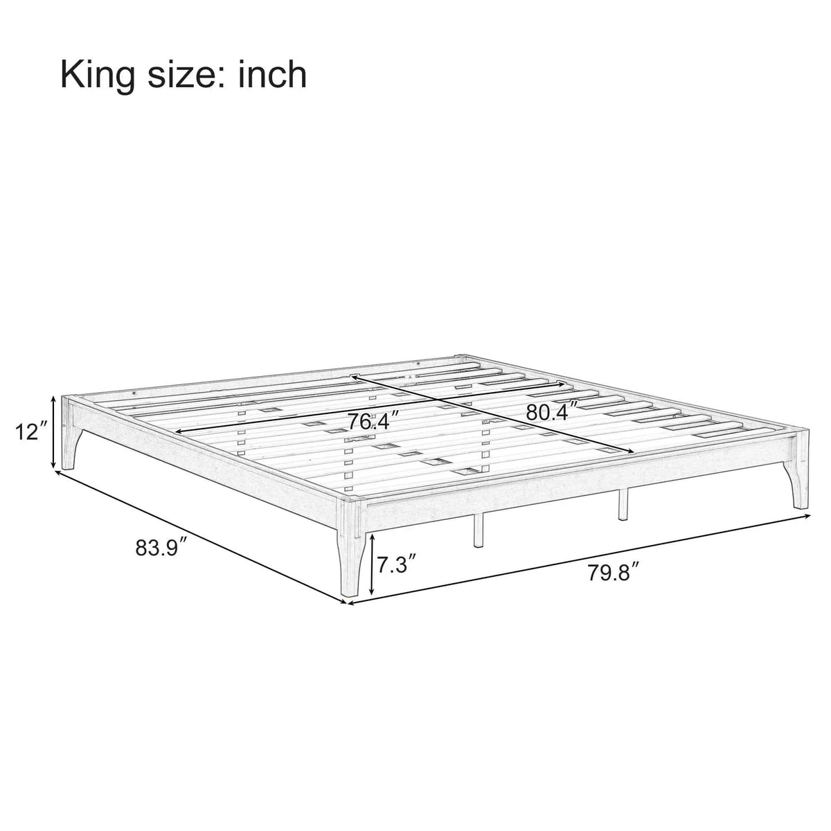 Solid Dry Bamboo Platform Bed Frame, With Slat Support | 6 Pieces | Bamboo | Bedroom