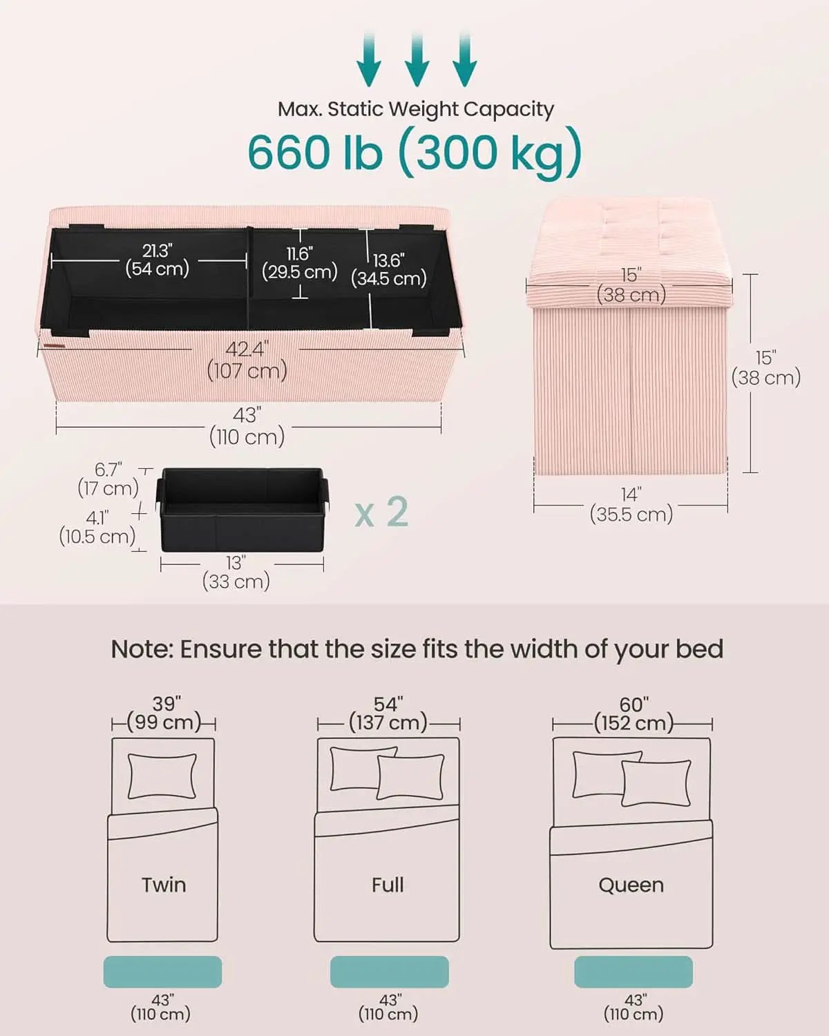 Jelly Pink Foldaway Underbed Storage Ottoman Bench from PriceLows™