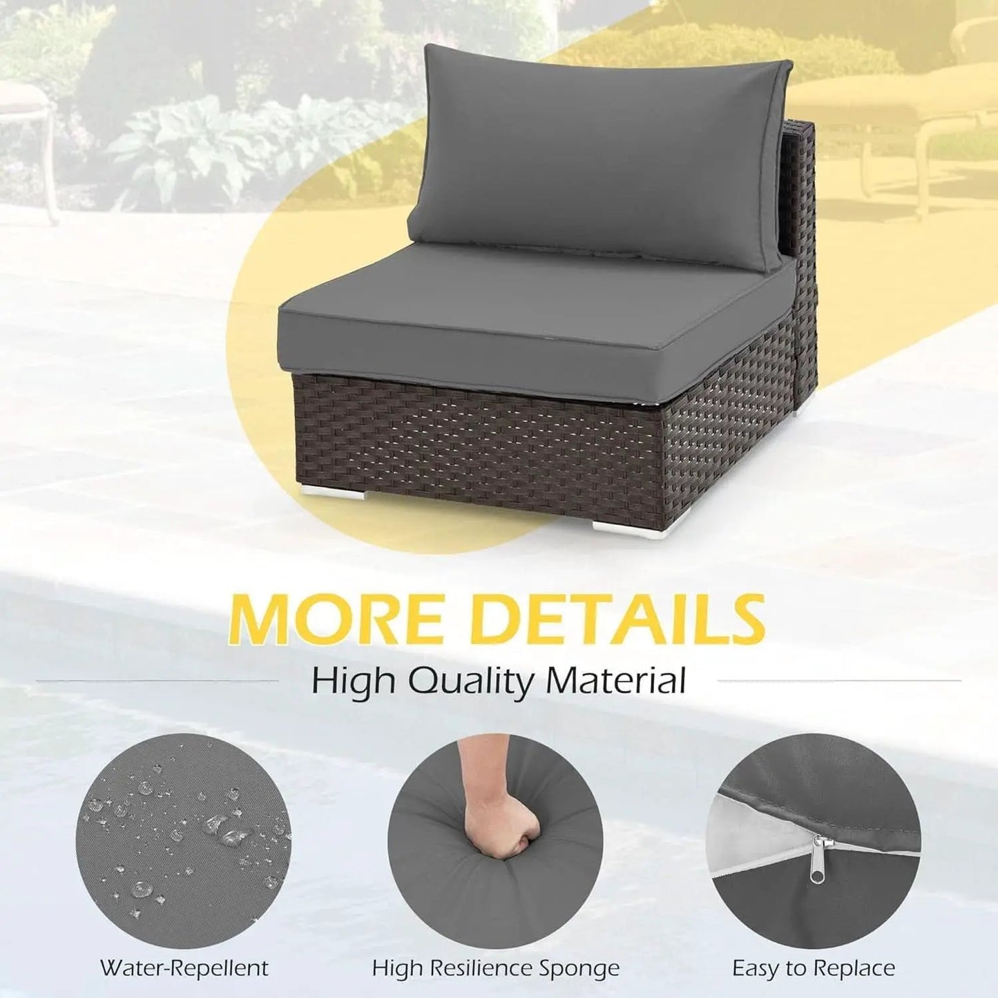 Outdoor Cushions 14 Piece Set Gray Water Repellent For 6 Seat Patio Sofa from PriceLows™