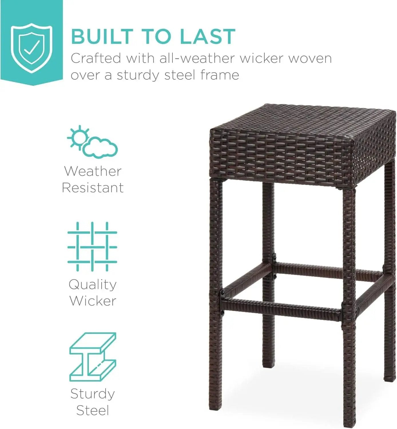 Brown Outdoor Wicker Bar Table Set With Bottle Opener from PriceLows™