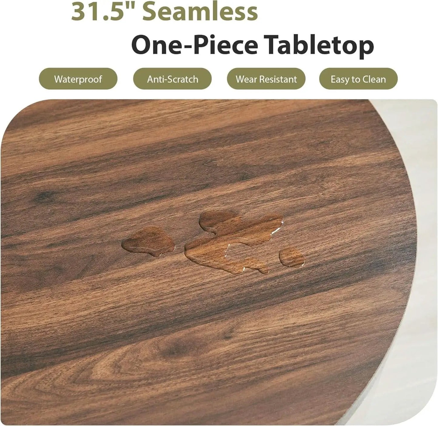 31.5 Inch Walnut Round Dining Table For Two To Four from PriceLows™