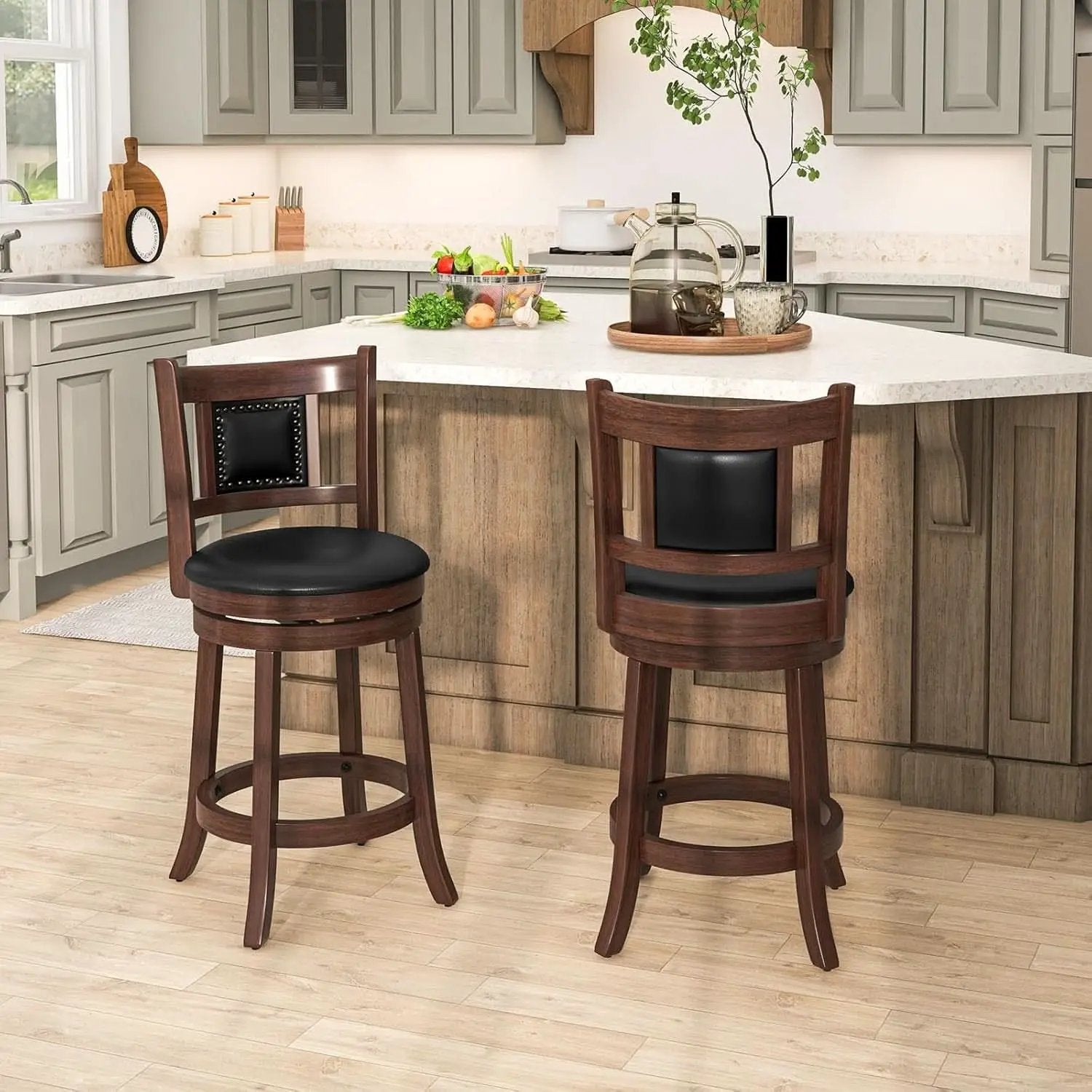 Ergonomic Swivel Bar Stools Set of Two from PriceLows™