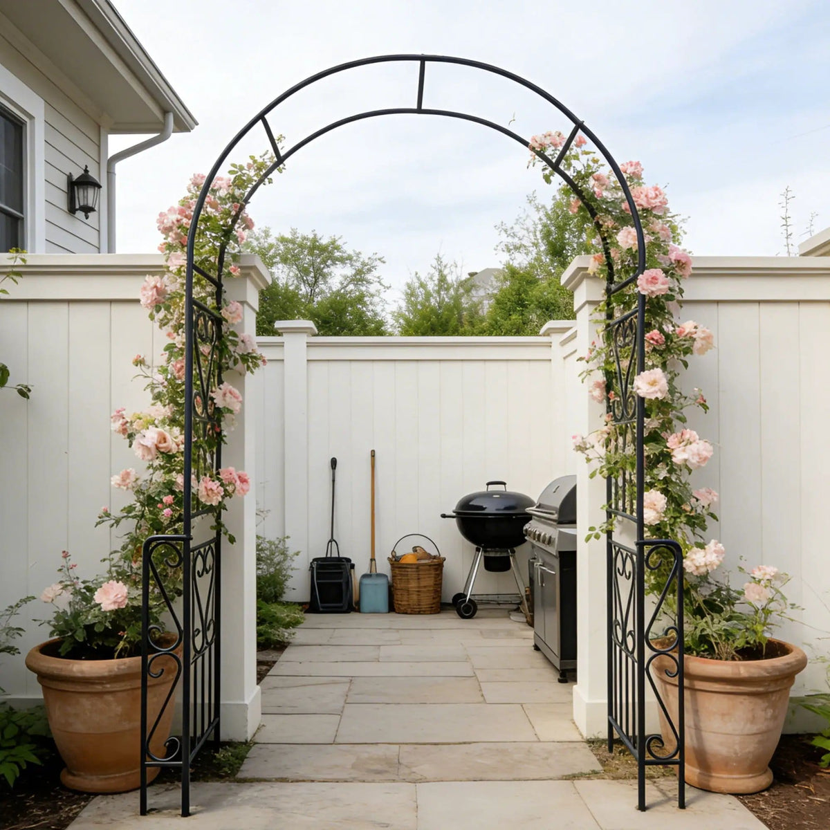 Metal Garden Arch Garden Arbor Trellis Climbing Plants Support Rose Arch Outdoor | 2 Pieces | Metal | Outdoor Living