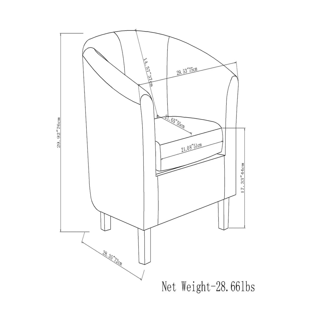 Austin Handcrafted Tub Chair | 2 Pieces | Solid Wood | Living Room