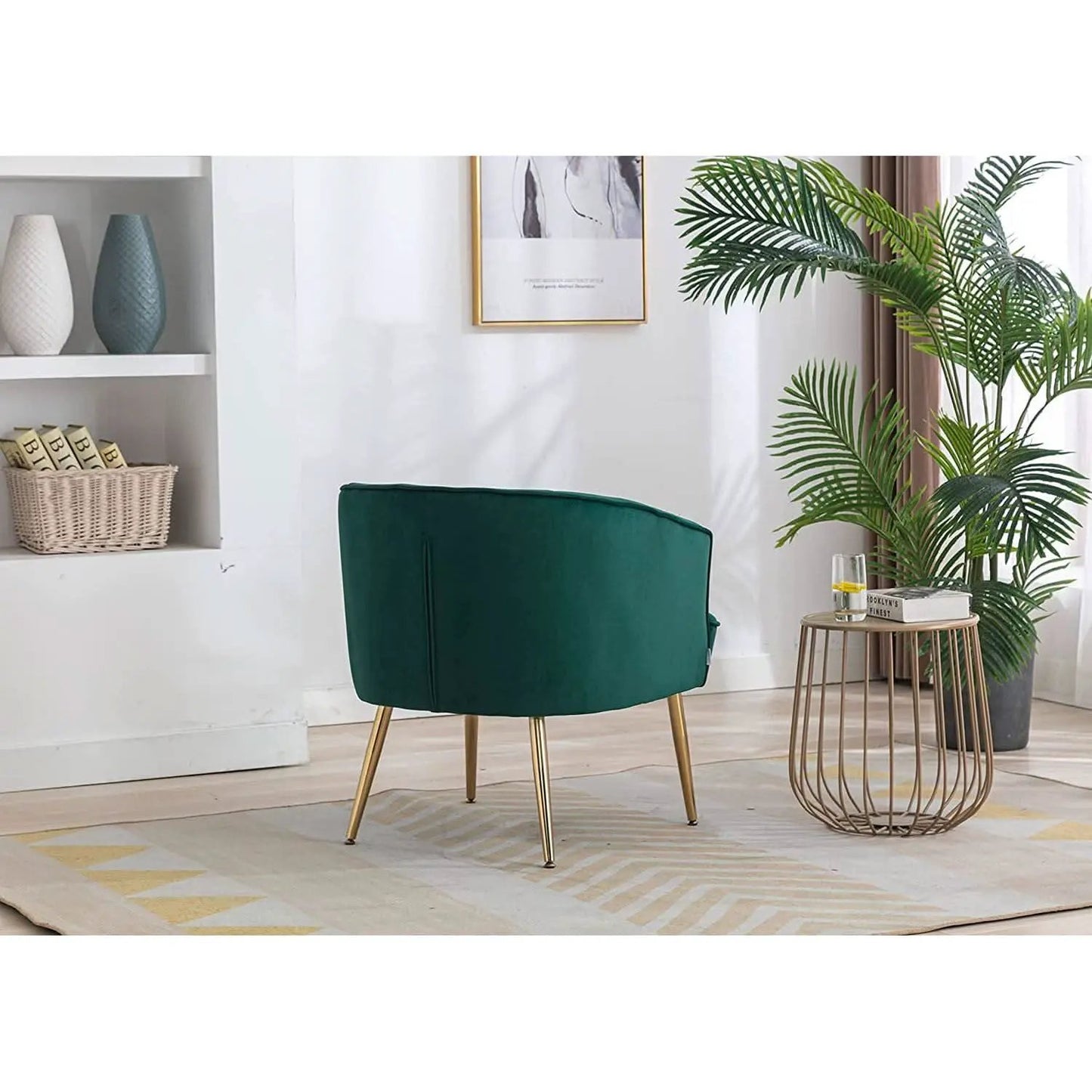 Green Velvet Accent Chair With Gold Legs For Living Room Furniture from PriceLows™