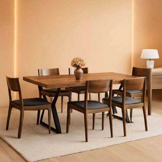 70.9 Inch Farmhouse Dining Table With X Shaped Metal Legs from PriceLows™