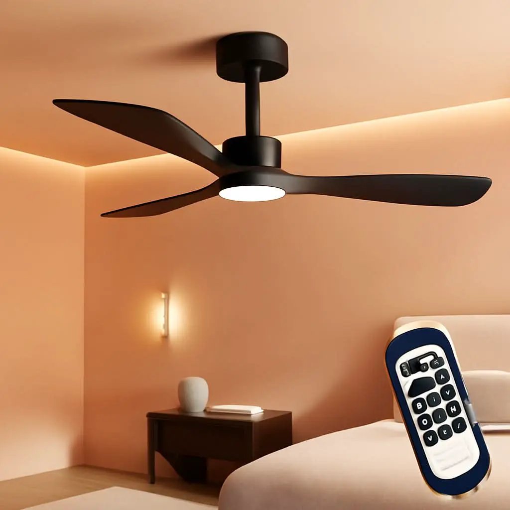 52 Inch Wood Ceiling Fan With Remote And Light Kit Black from PriceLows™