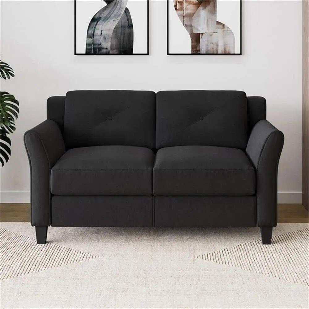 Two Piece Polyester Microfiber Upholstered Sofa Set With 78 Inch Wide Sofa And 56 Inch Wide Loveseat In Black from PriceLows™
