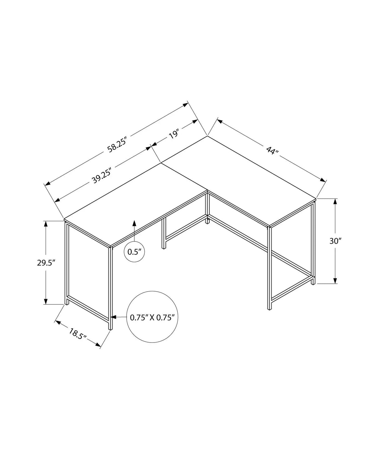 L-Shaped Corner Computer Desk | 58.25 Inch Width | Stone-Look Finish | Sturdy Metal Base