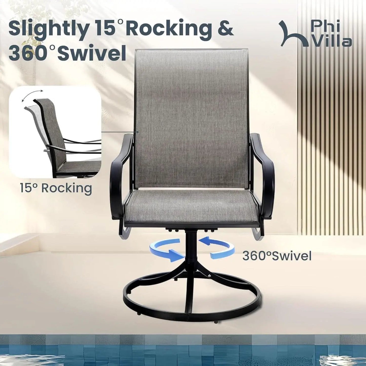 9 Piece Patio Dining Set With Large Square Metal Table And 8 Swivel Chairs from PriceLows™