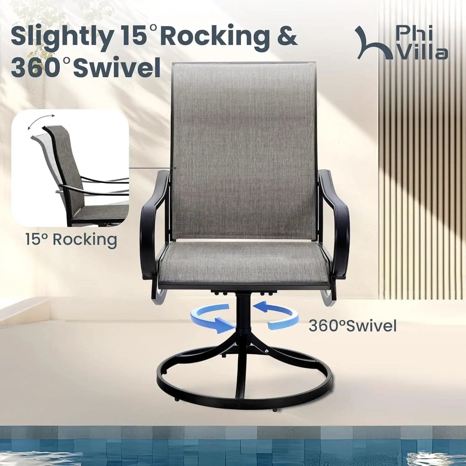 9 Piece Patio Dining Set With Large Square Metal Table And 8 Swivel Chairs from PriceLows™