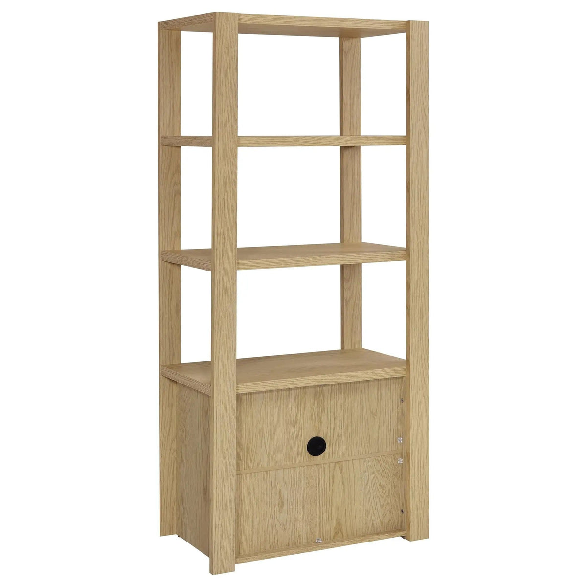 Laurelton 3-shelf Media Tower Tall Pier Cabinet | 31.5 x 17.5 x 70.75 in | Engineered Wood & Veneer | Light Oak