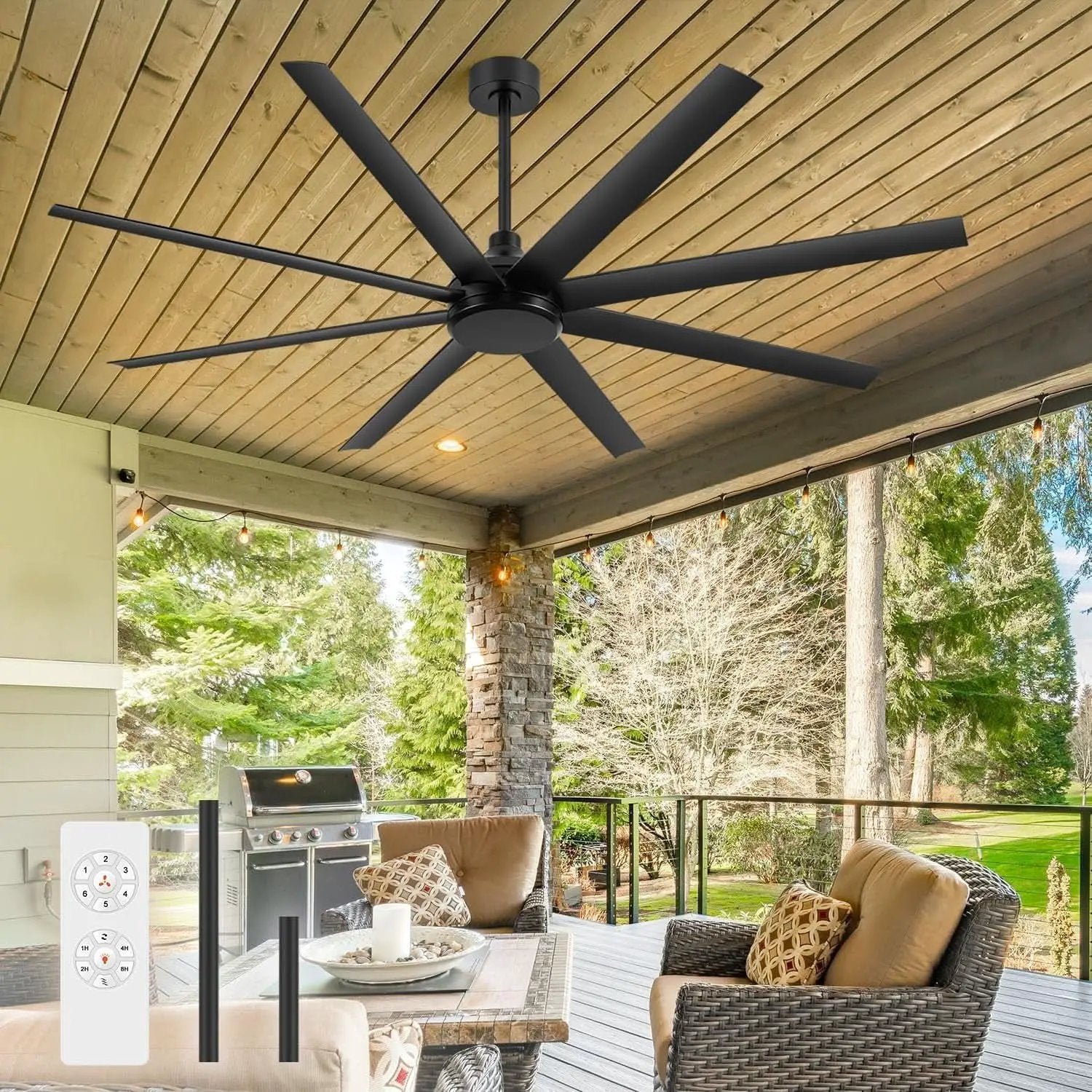65 Inch Matte Black Ceiling Fan With Remote Quiet DC Motor from PriceLows™