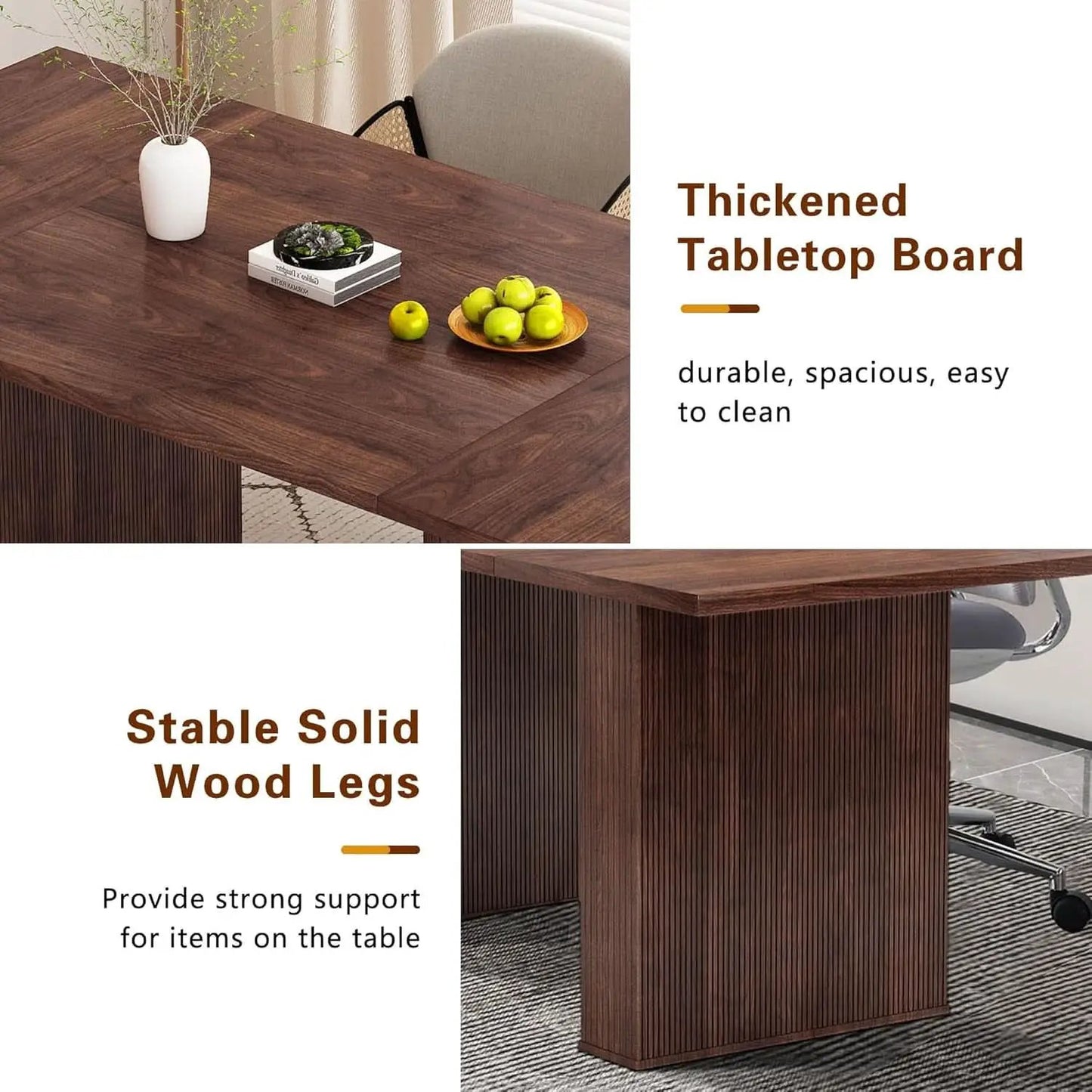 78 Inch Walnut Dining Table Modern Farmhouse Rectangular from PriceLows™