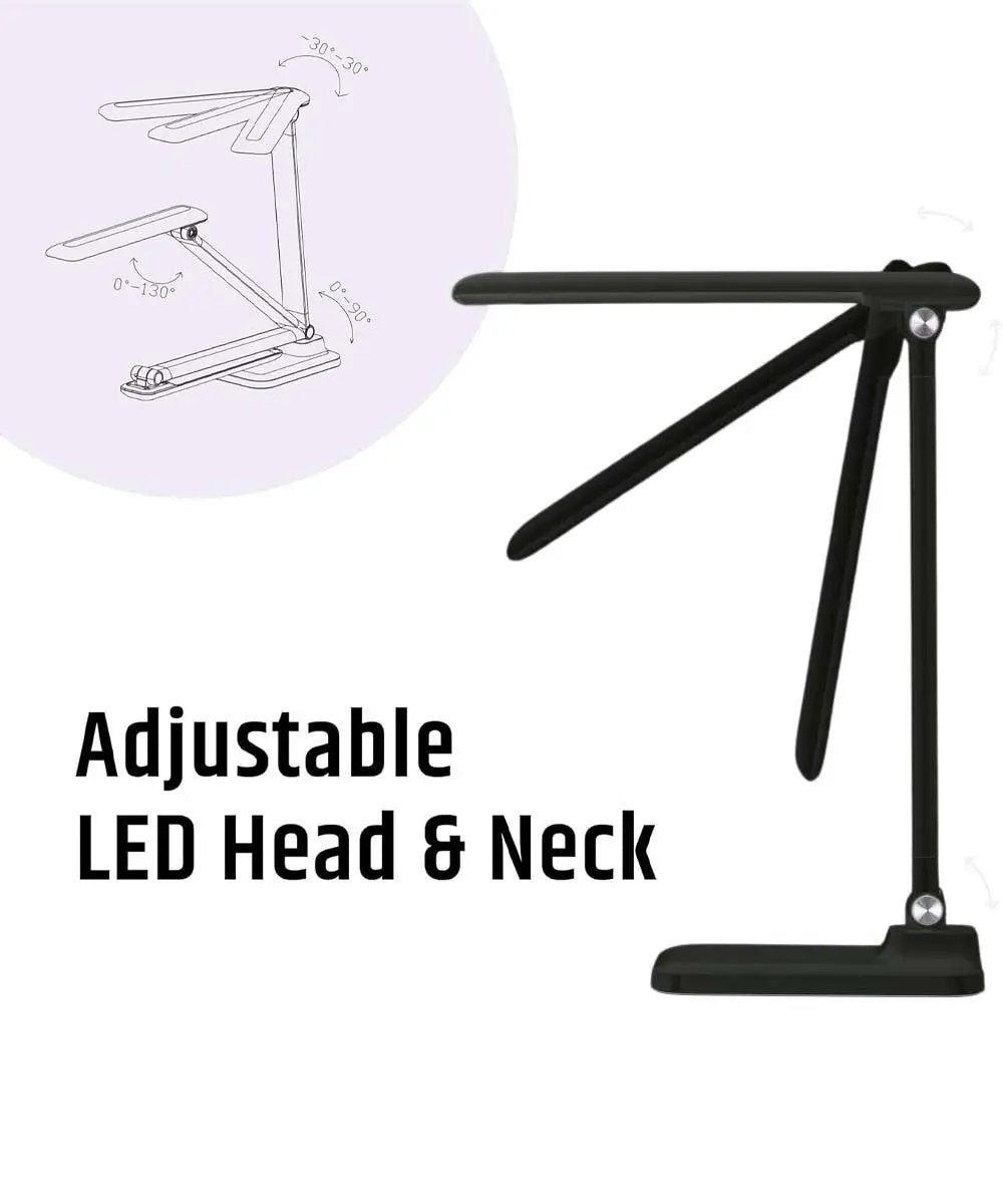 LED Desk Lamp | 15 In | Antimicrobial | Wireless Charging Matte Black