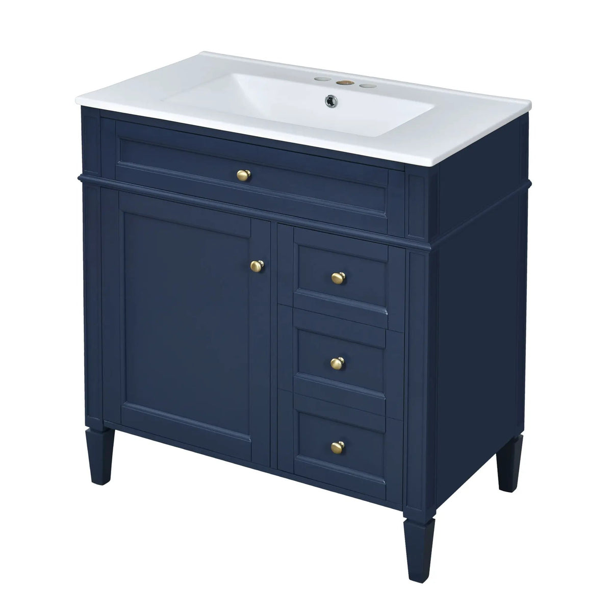30 Inch Bathroom Vanity With Top Sink | 2 Drawers | Tip-Out Drawer | Vintage-Inspired Handles