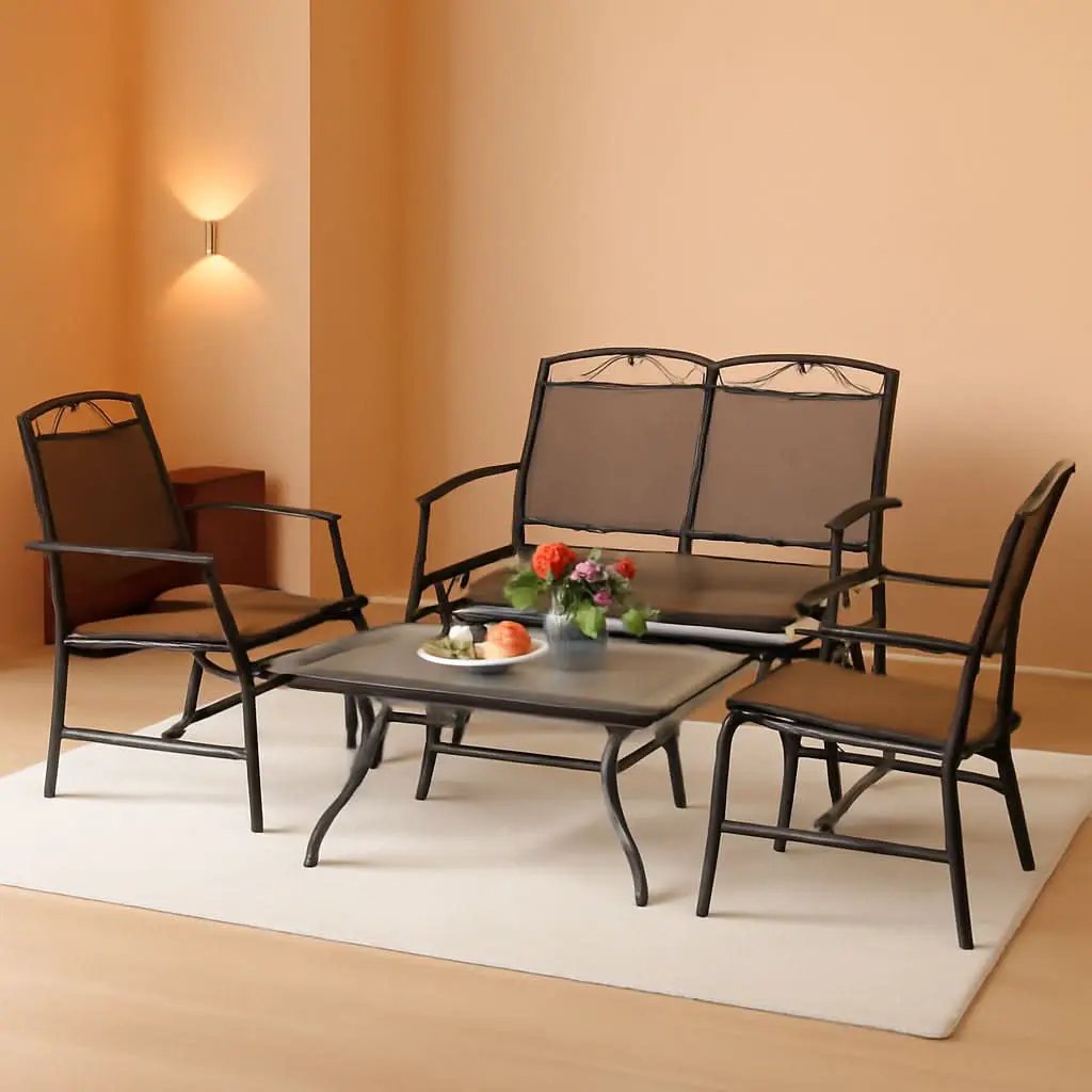 4 Piece Patio Glider Set With Gliding Loveseat Glass Table from PriceLows™