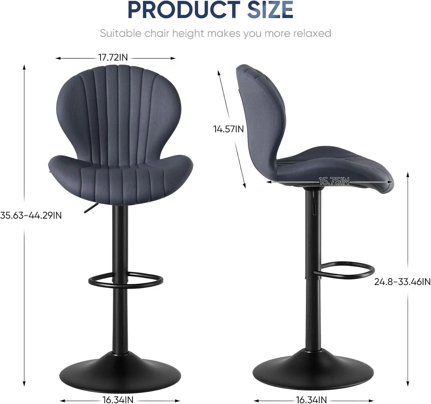 Three Swivel Bar Stools Counter Height High Back DarkGrey from PriceLows™