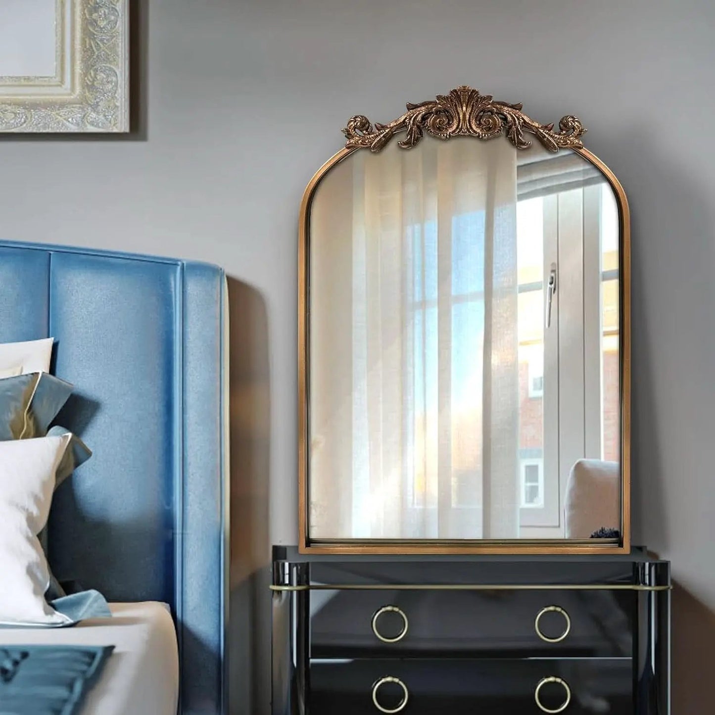 Antique Gold Baroque Arched Wall Mirror 19x27 Decor from PriceLows™