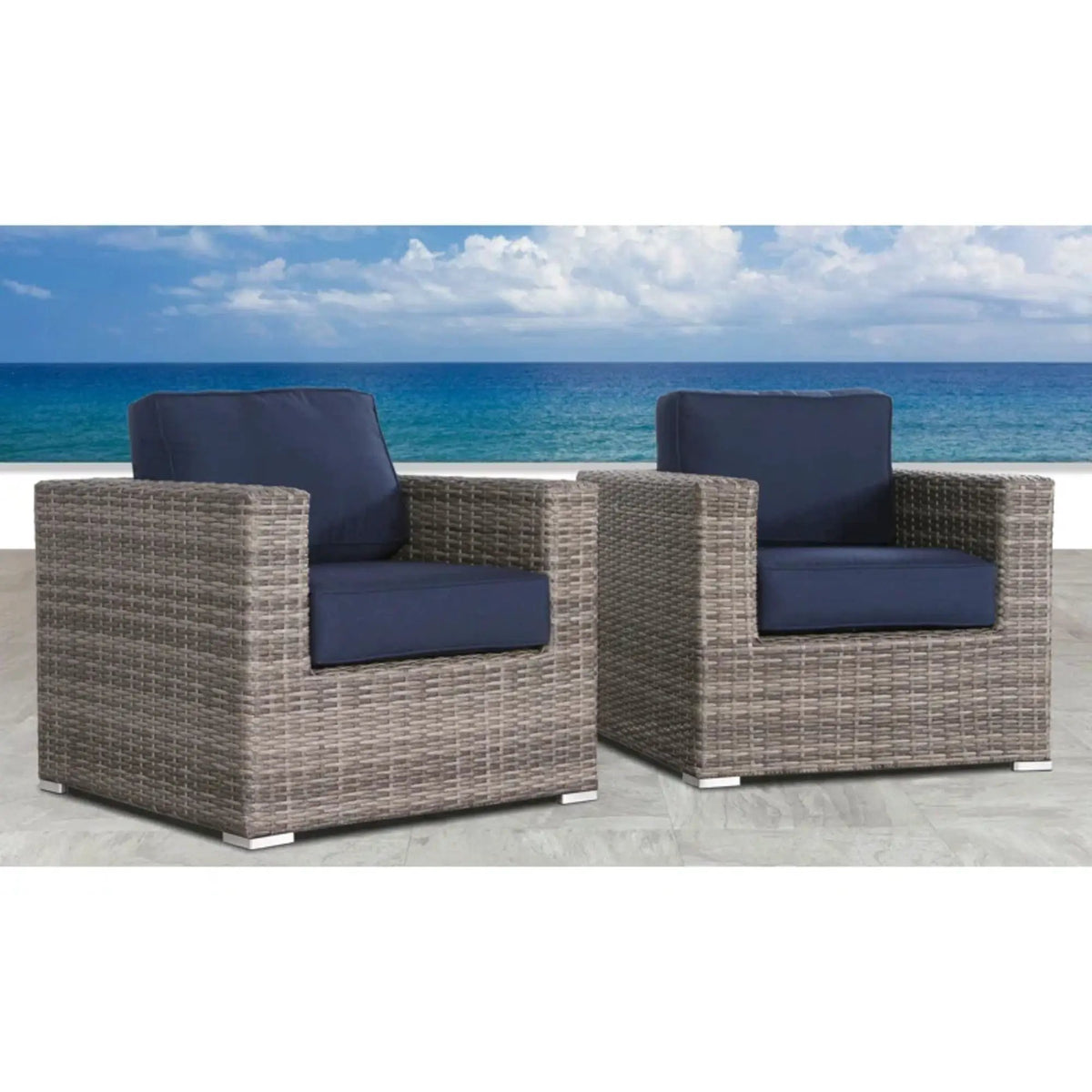 Patio Armchair With Cushions | Four Olefin Cushions | Industrial Accents | Weather-Resistant Build