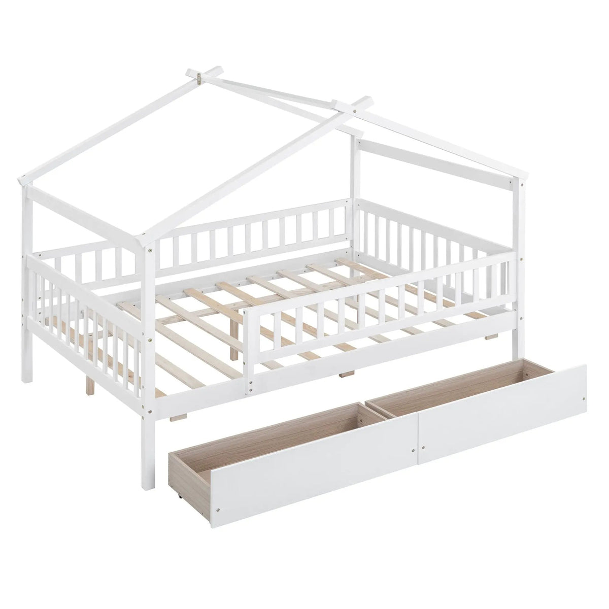 Kids House Bed With 2 Drawers | Sky Roof Design | Classic House Shape | 62.9 Inch Height