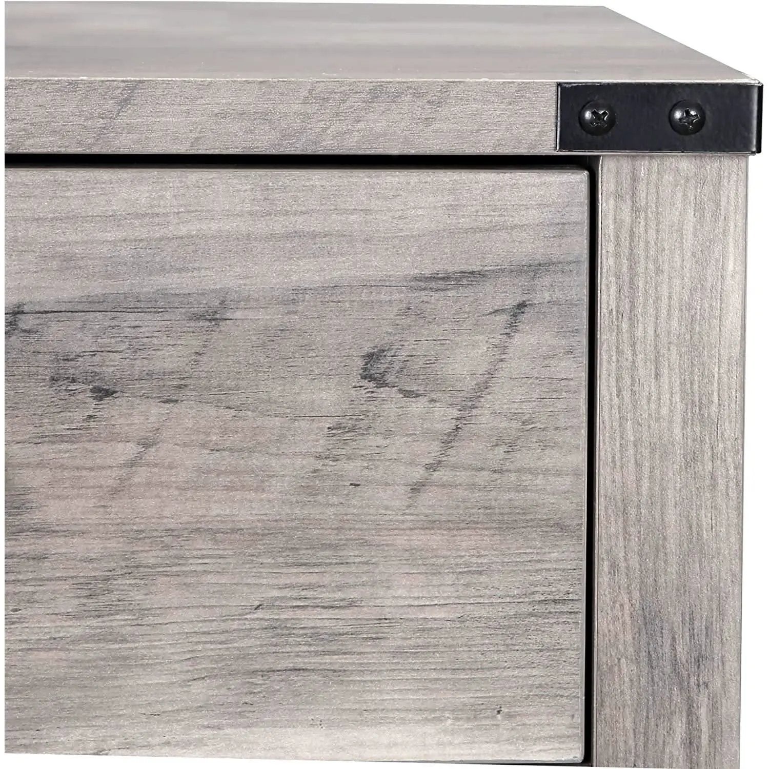 Barnwood Rustic Nightstand With X Shaped Barn Doors Grey from PriceLows™