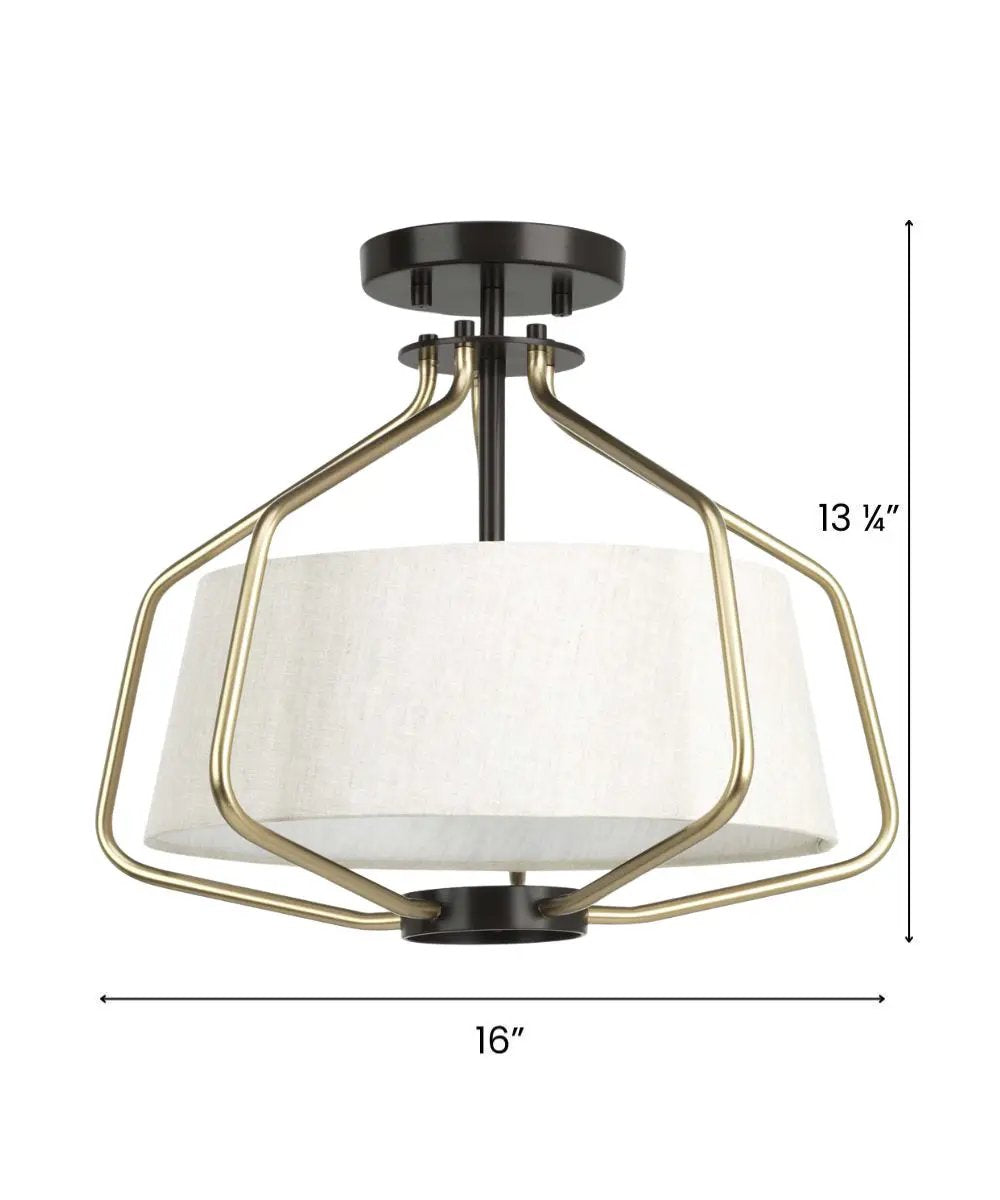 Pendant Ceiling Light | 2 Light 16 Inch | Semi Flush Convertible | Bronze